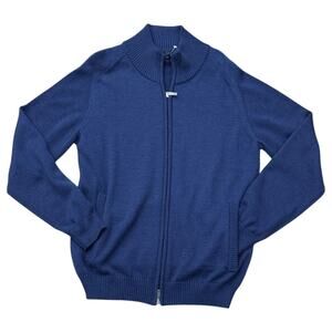 Mantovani Made in Italy Merino Wool Zip Sweater Navy